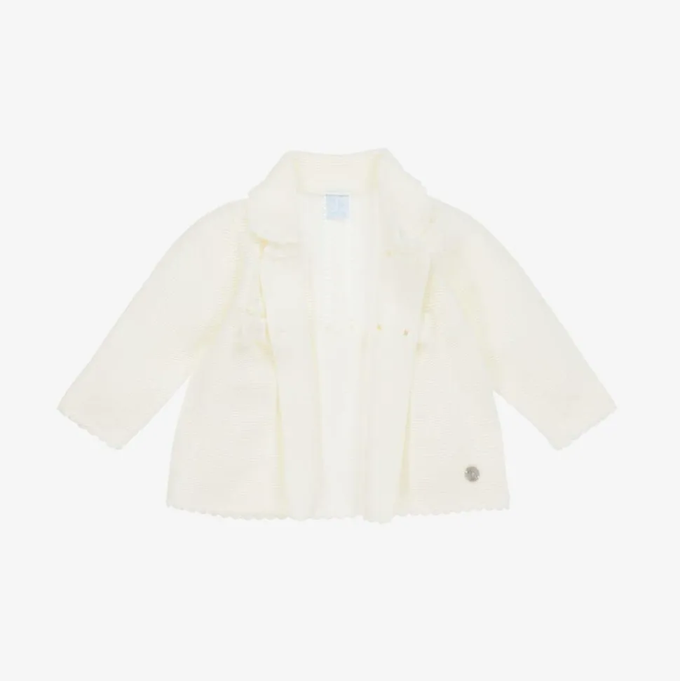 Ivory Knitted Pram Coat & Hat Set