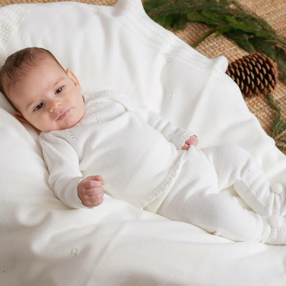 Ivory Knitted Shawl (116cm)