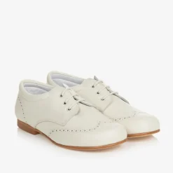 Ivory Leather Brogue Shoes