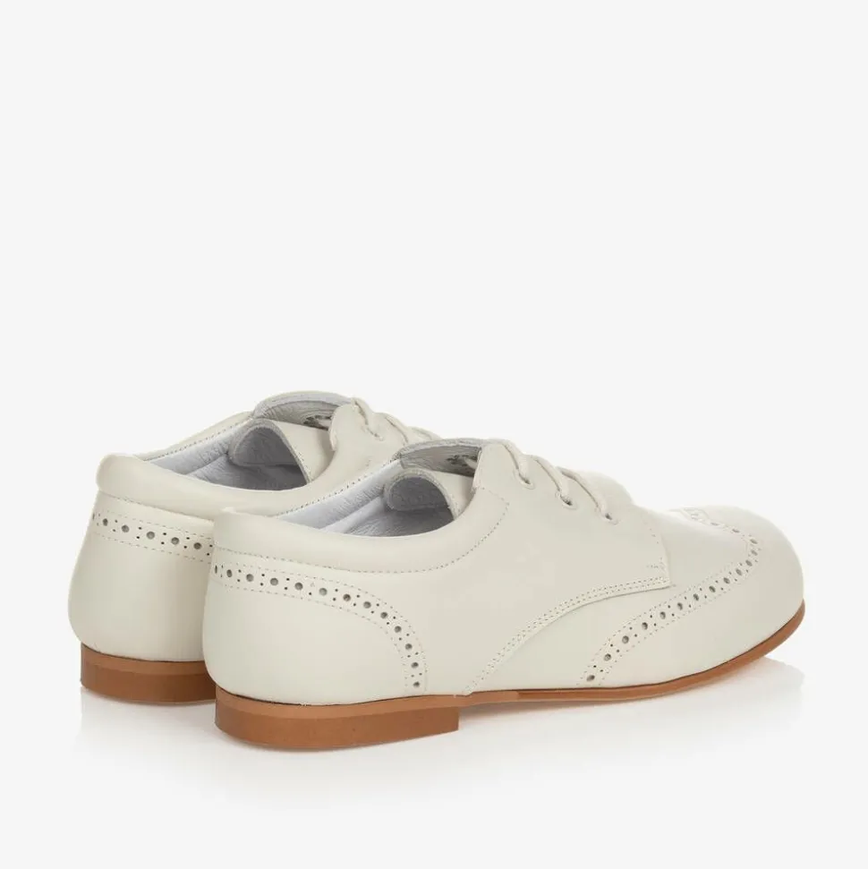 Ivory Leather Brogue Shoes