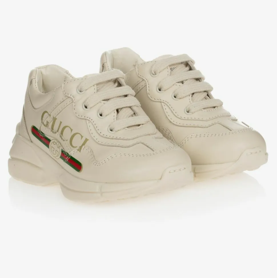 Ivory Leather Rhyton Trainers