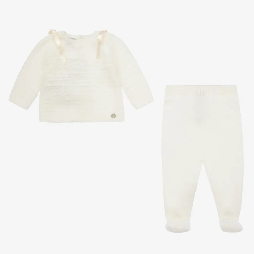 Ivory Merino Wool Knit 2 Piece Babygrow