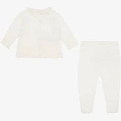 Ivory Merino Wool Knitted 2 Piece Babygrow