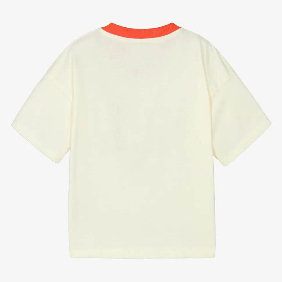 Ivory Organic Cotton Cat Print T-Shirt