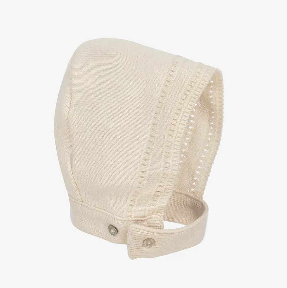 Ivory Organic Cotton Knit Bonnet