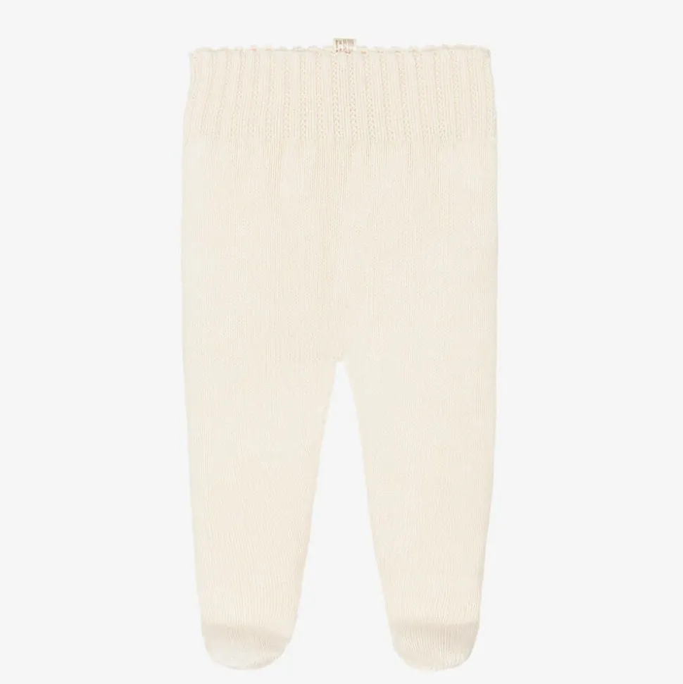 Ivory Organic Cotton-Knit Baby Trousers