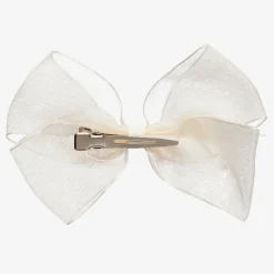 Ivory Organza Bow Clip (12cm)