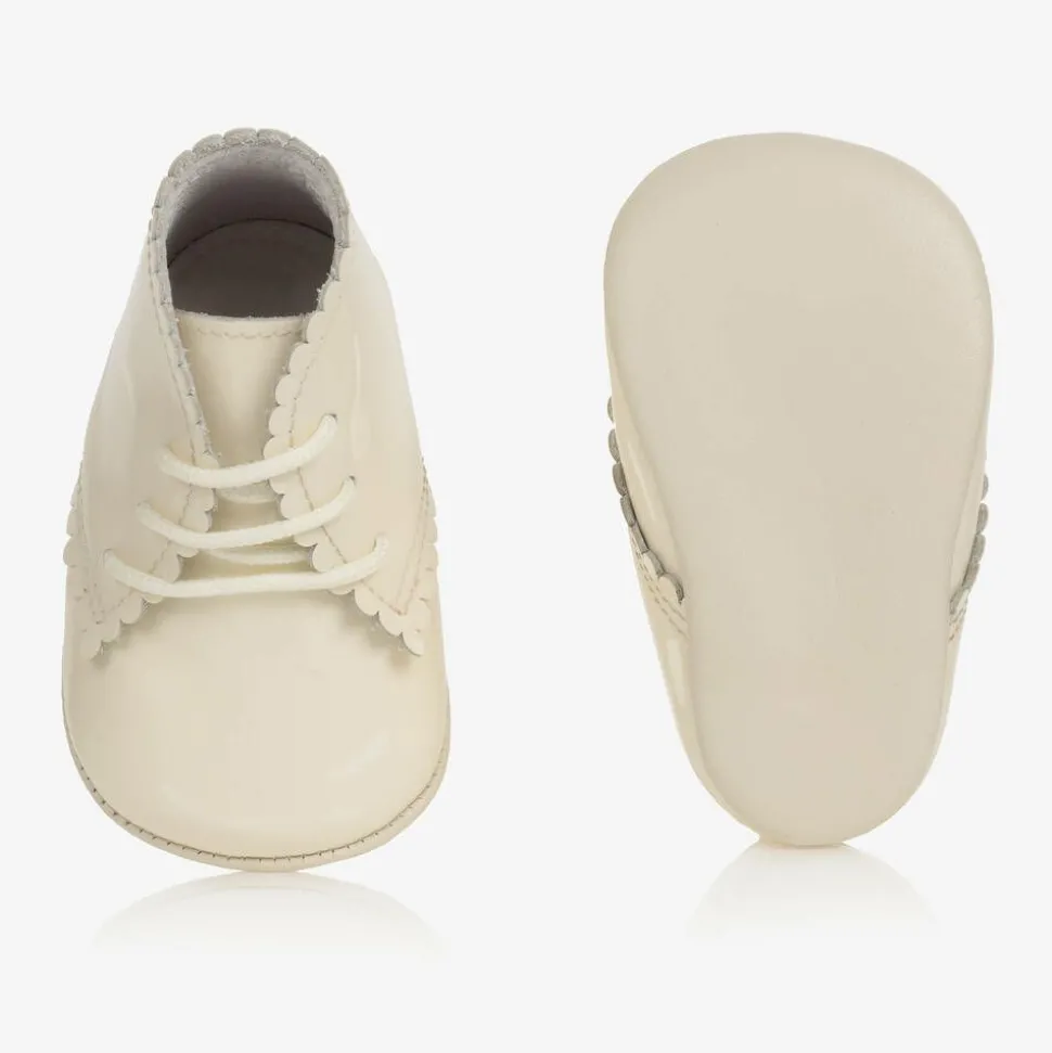 Ivory Patent Leather Pre-Walker Baby Boots