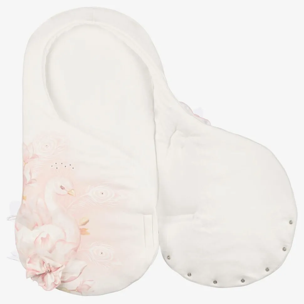 Ivory Peacock Print Cotton Baby Nest (66cm)