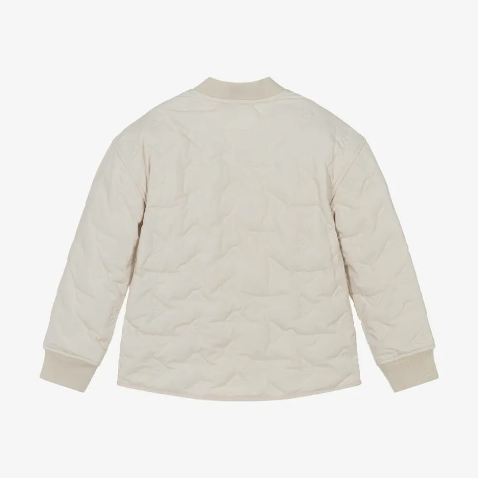 Ivory Quilted Eagle Logo Jacket