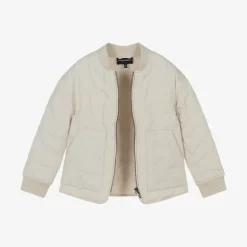 Ivory Quilted Eagle Logo Jacket