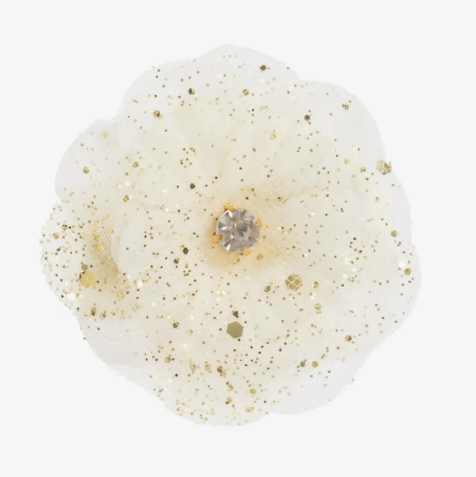 Ivory Satin & Tulle Hairclip (6cm)