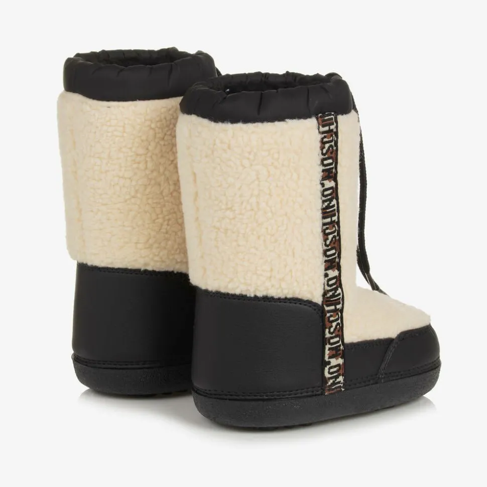 Ivory Sherpa Fleece Snow Boots