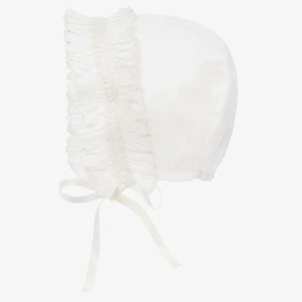 Ivory Smocked Baby Bonnet