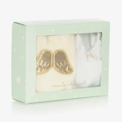 Ivory Velour Angel Babygrow Set