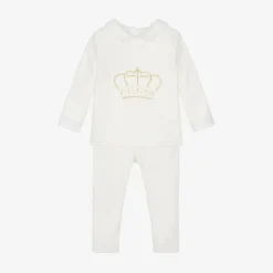 Ivory Velour Baby Trouser Set