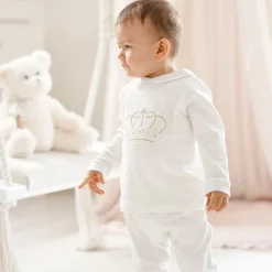 Ivory Velour Baby Trouser Set