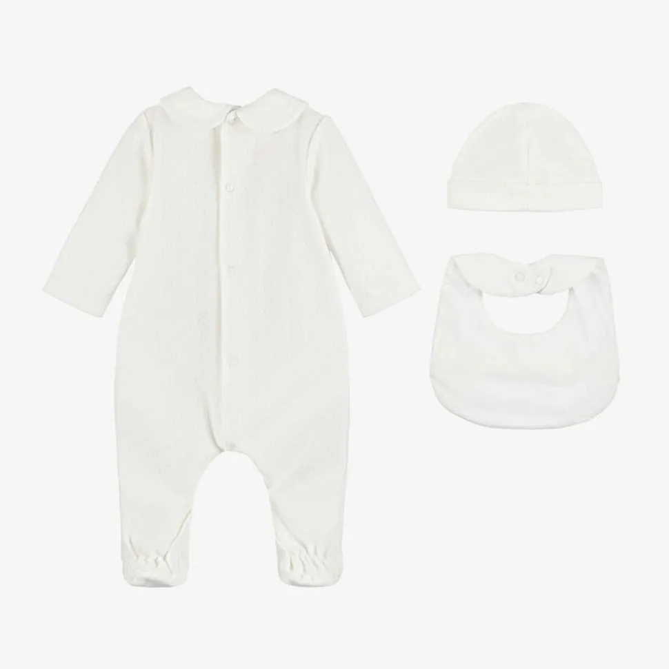 Ivory Velour Babysuit Set