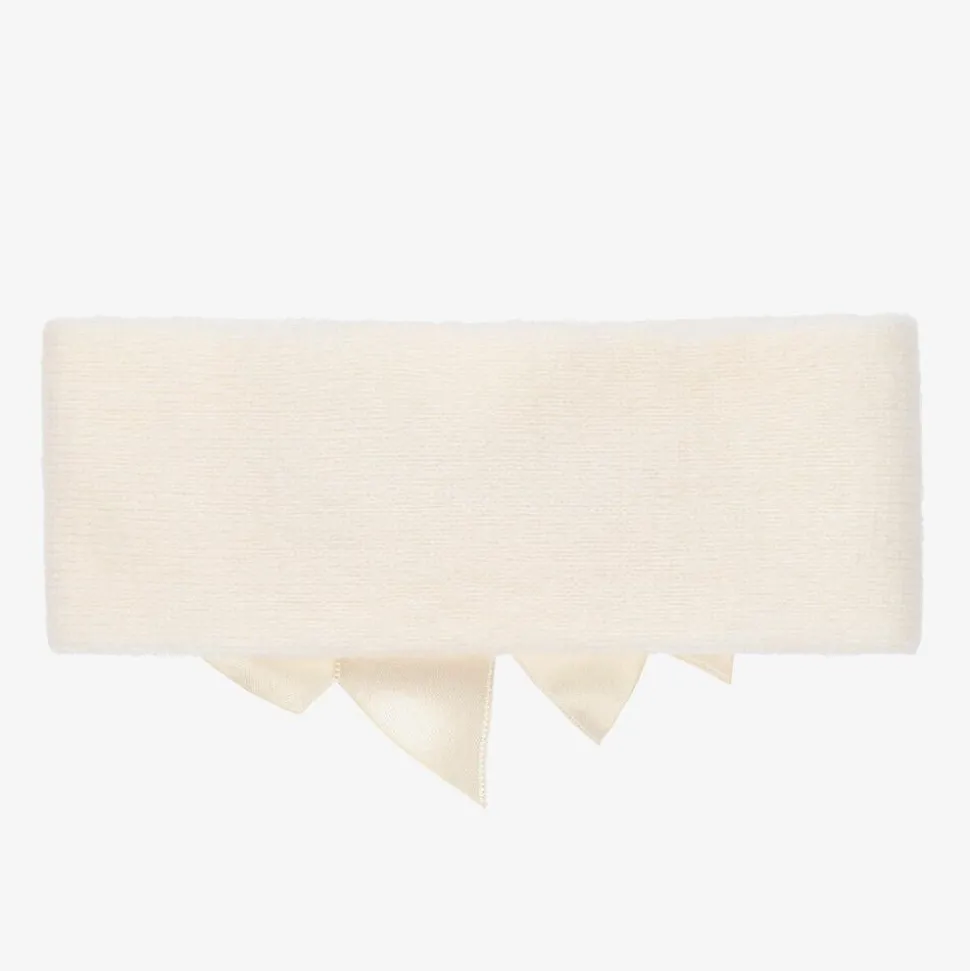 Ivory Wool Bow Headband
