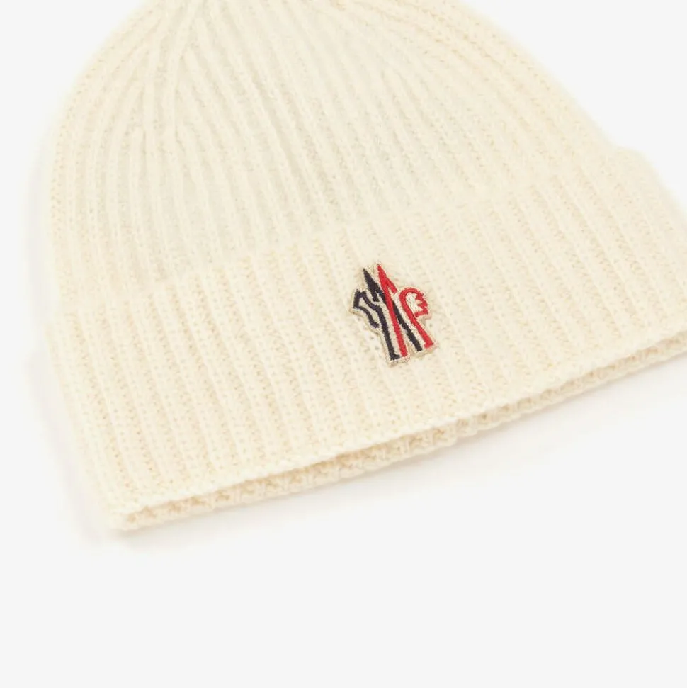 Ivory Wool Knit Beanie Hat