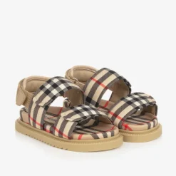 Junior Archive Beige Check Sandals