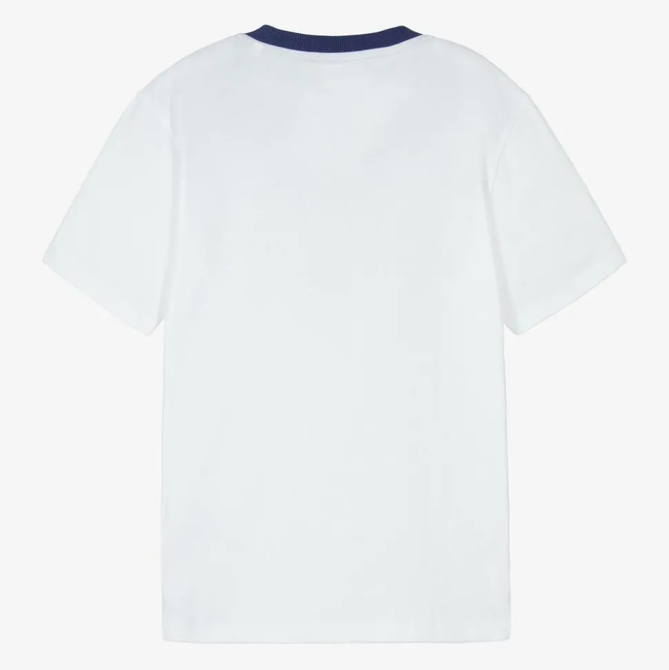 Junior Boys White Cotton T-Shirt