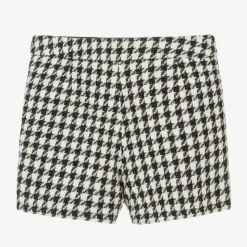Junior Girls Black & White Houndstooth Shorts