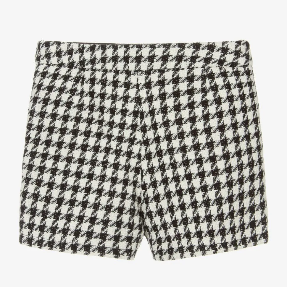 Junior Girls Black & White Houndstooth Shorts