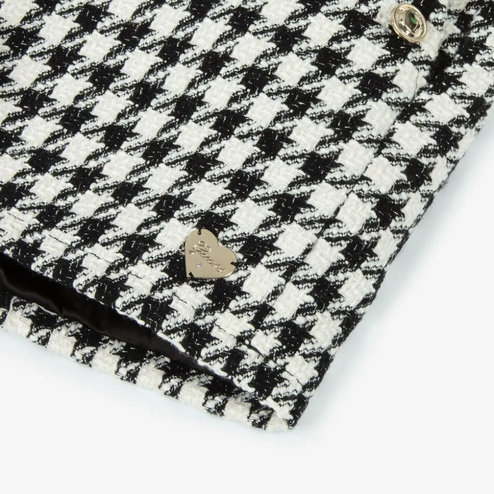 Junior Girls Black & White Houndstooth Shorts