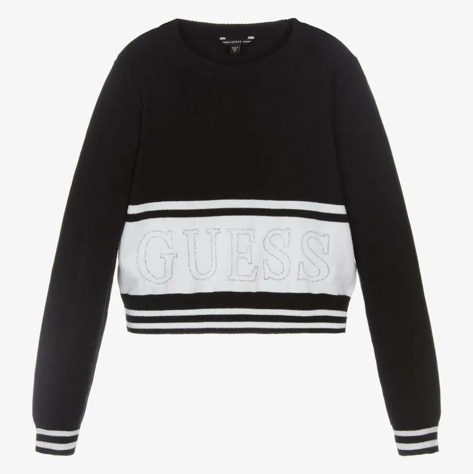 Junior Girls Black Cotton Knit Sweater
