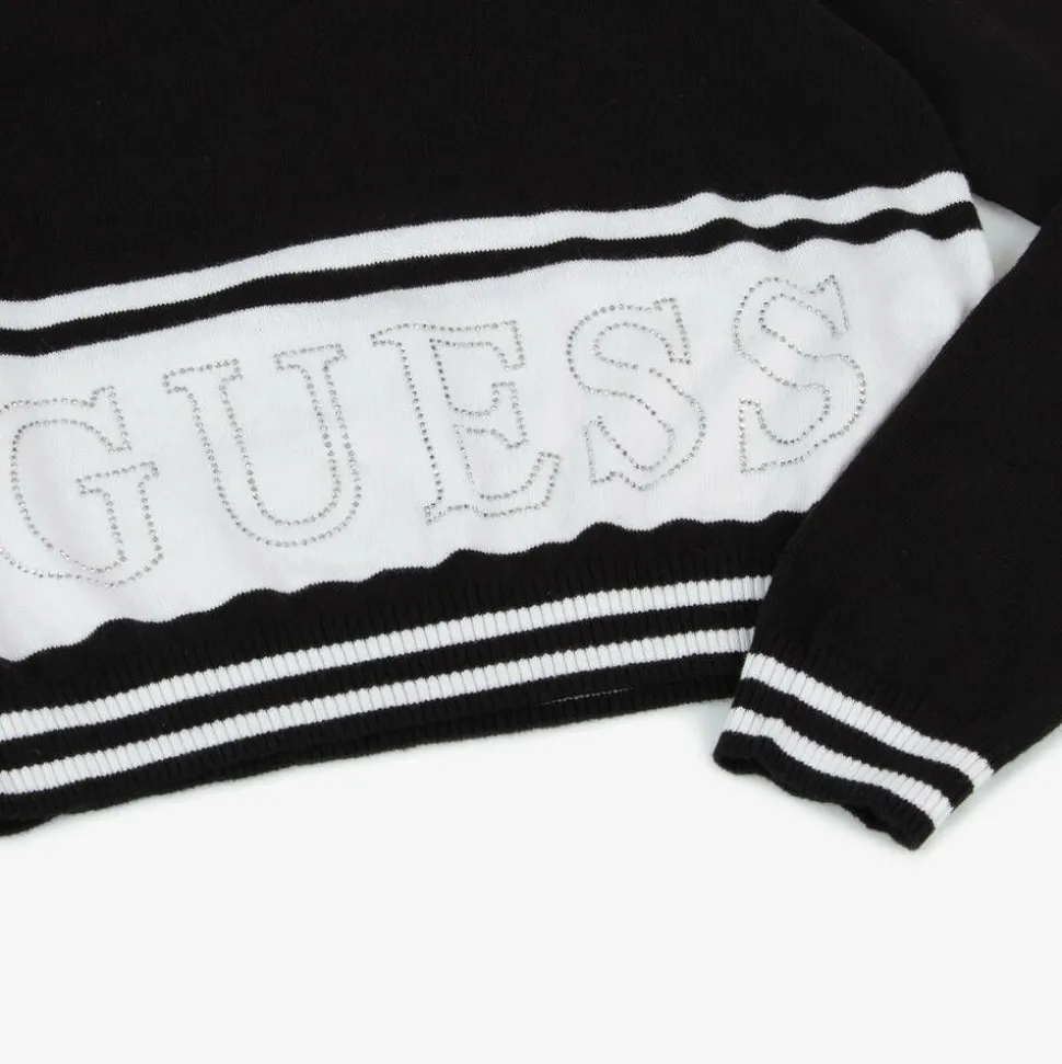 Junior Girls Black Cotton Knit Sweater