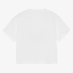 Junior Girls White Cotton Diamanté T-Shirt