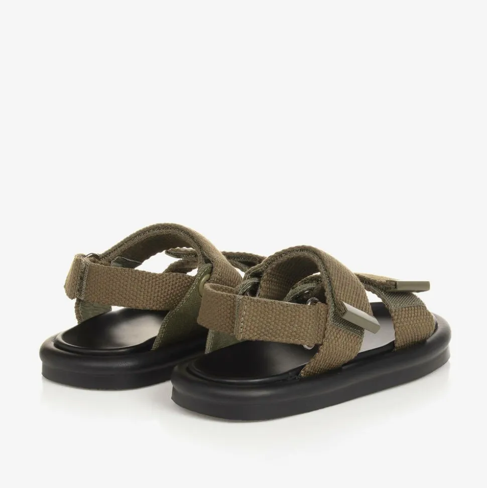 Khaki Canvas Velcro Sandals