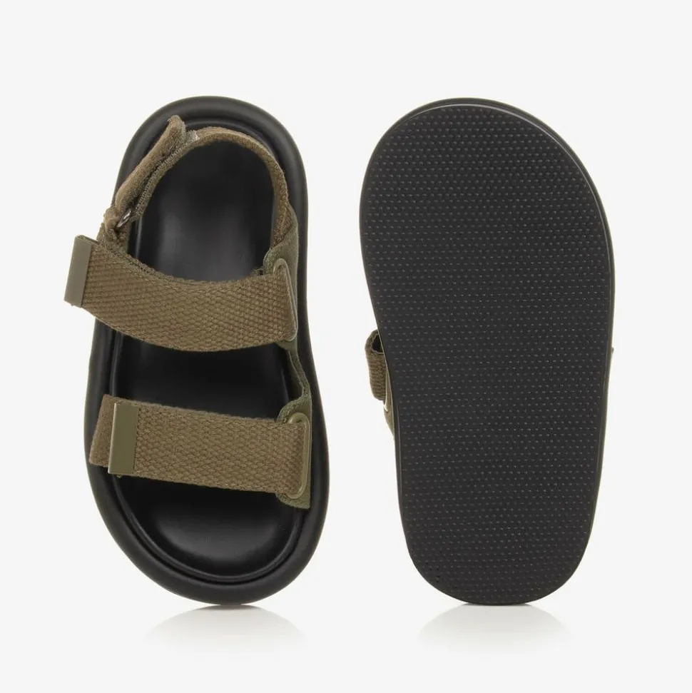 Khaki Canvas Velcro Sandals