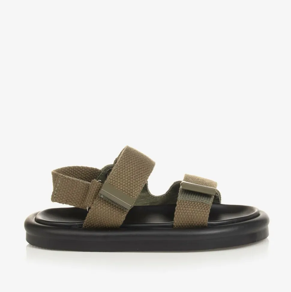 Khaki Canvas Velcro Sandals