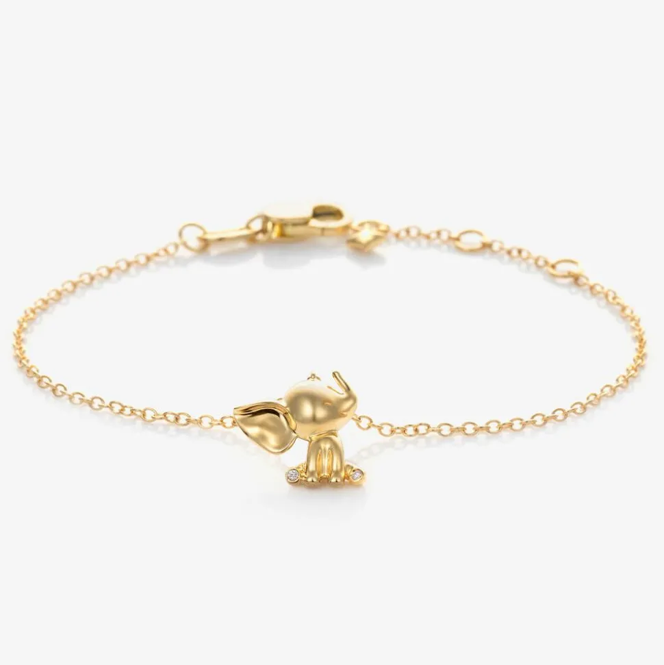 18kt Yellow Gold Diamond Elephant Bracelet