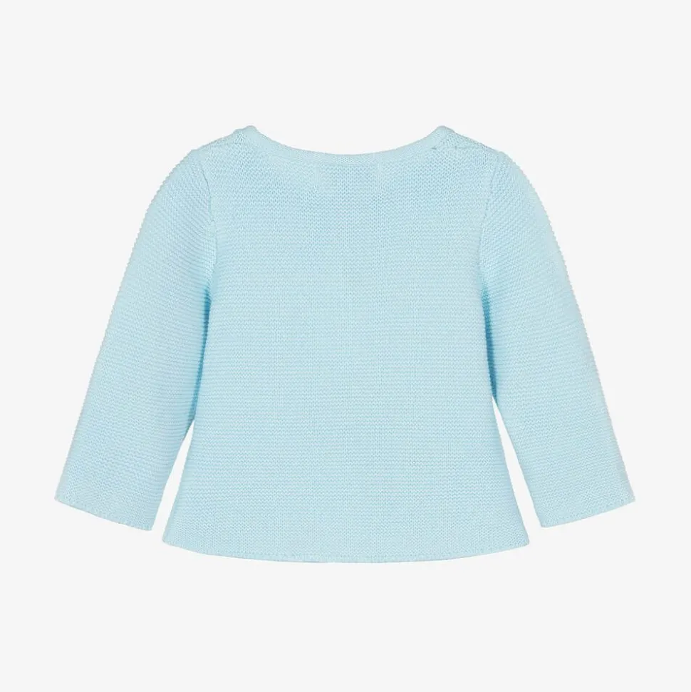 Light Blue Cotton Knit Baby Cardigan