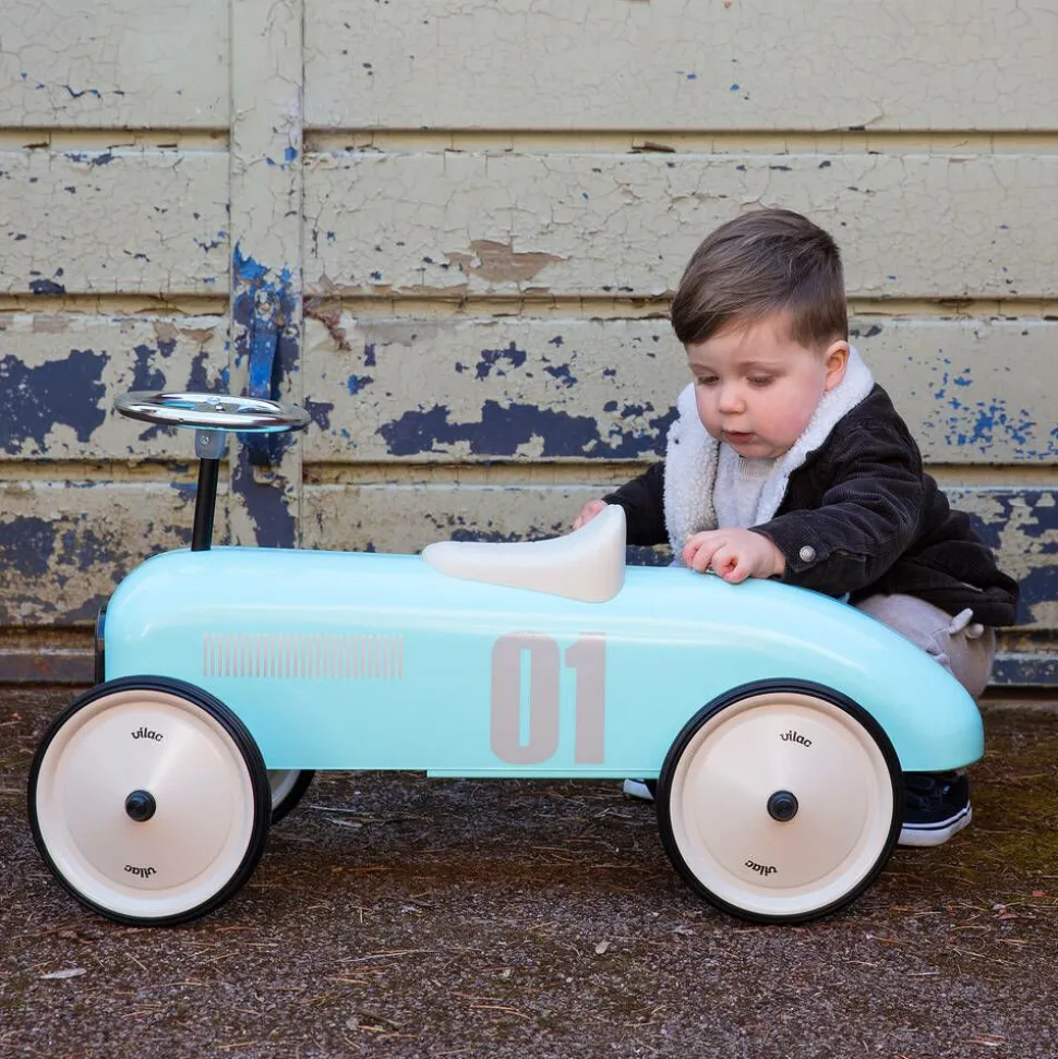 Light Blue Ride-On Vintage Car (76cm)