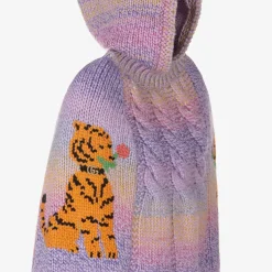 Lilac Purple Cat Wool Poncho