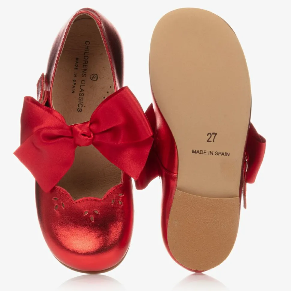 Metallic Red Leather Shoes