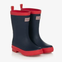 Navy Blue & Red Rain Boots