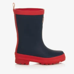 Navy Blue & Red Rain Boots