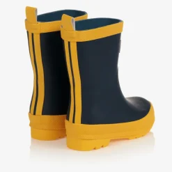Navy Blue & Yellow Rain Boots