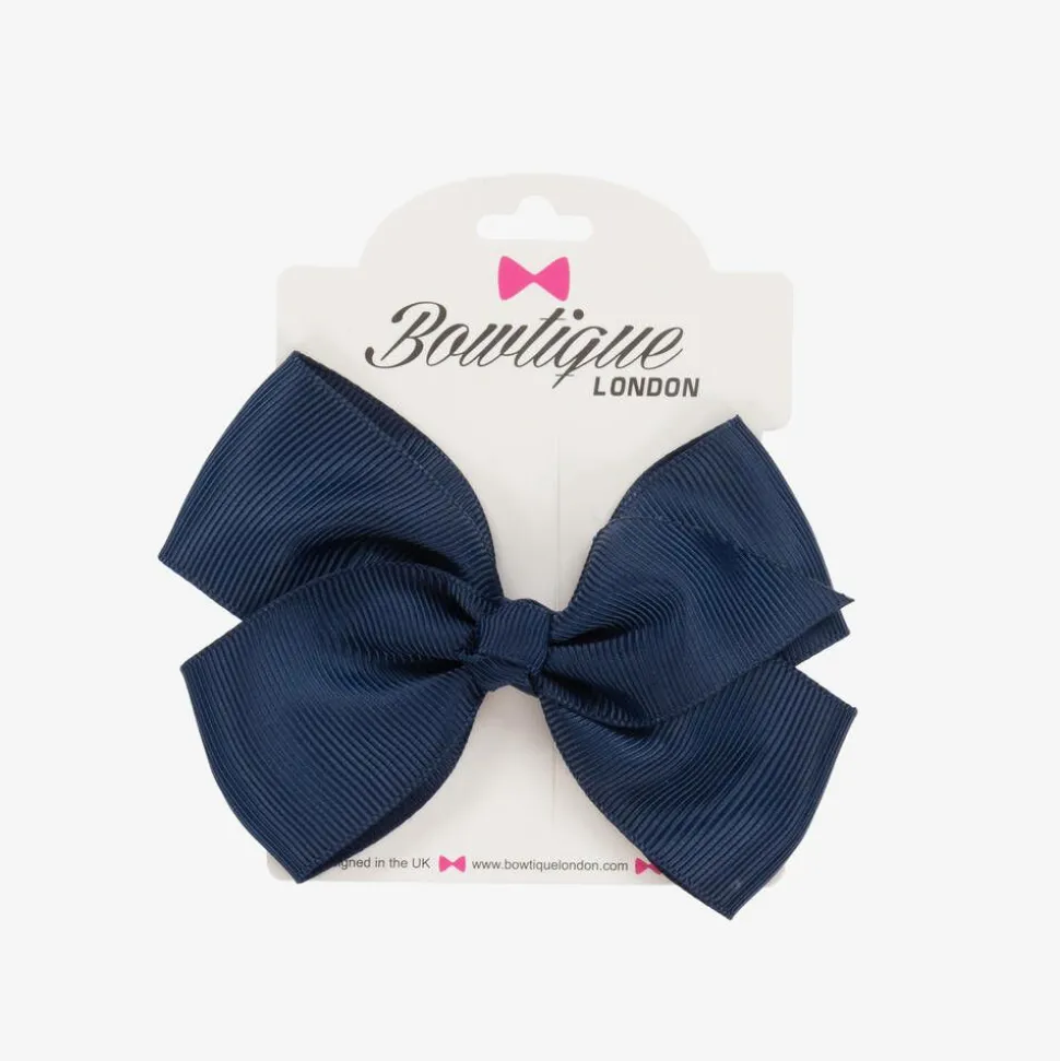 Navy Blue Bow Hair Clip (10cm)