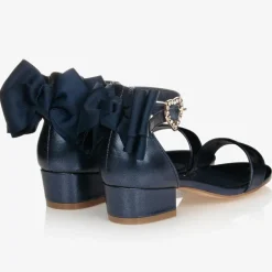 Navy Blue Bow Heel Sandals