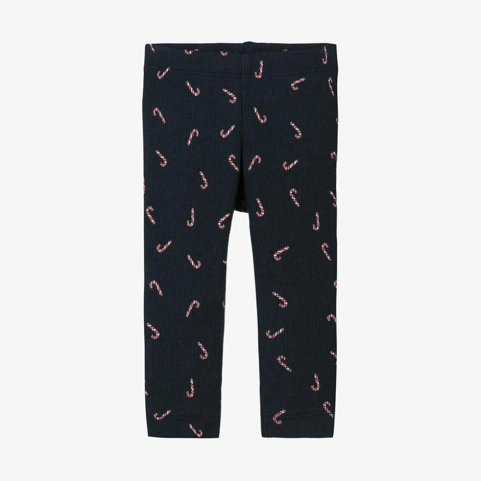 Navy Blue Candy Cane Baby Leggings