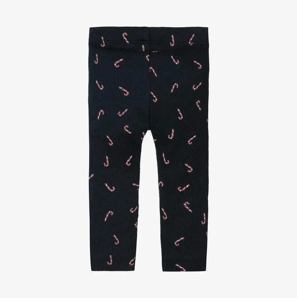 Navy Blue Candy Cane Baby Leggings