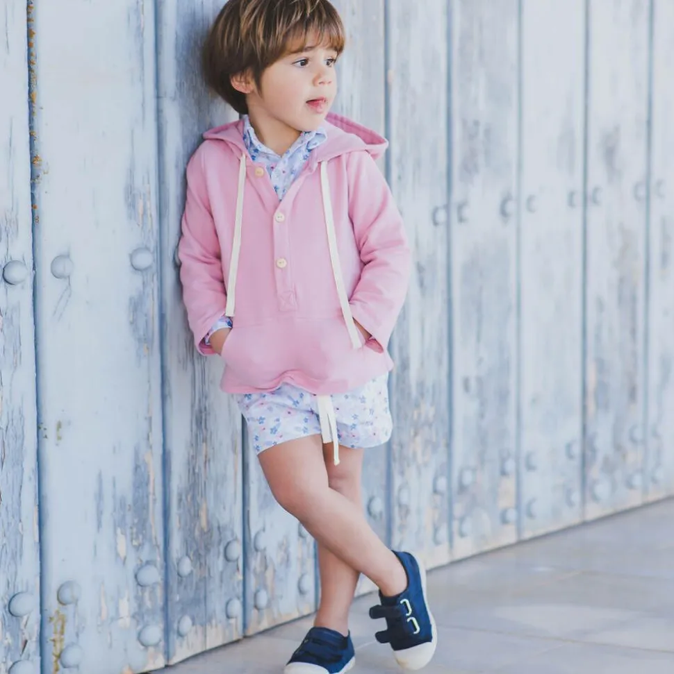 Navy Blue Canvas Velcro Trainers