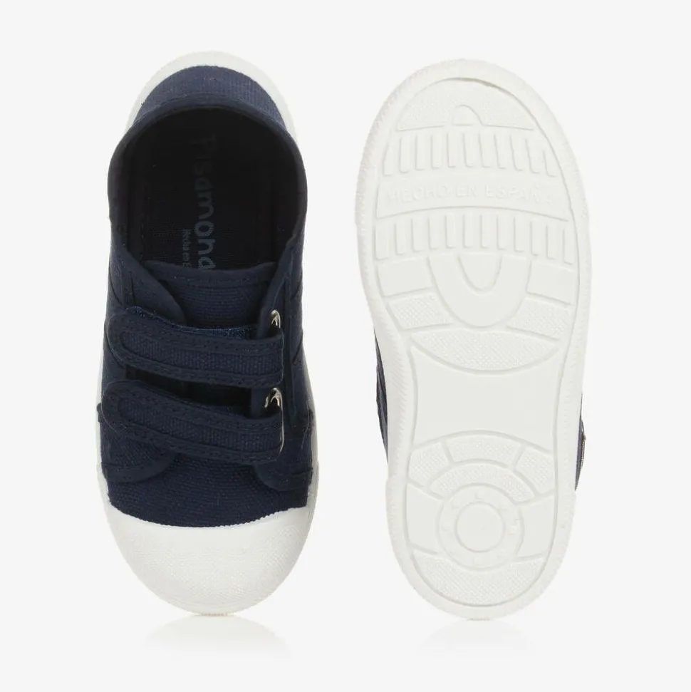 Navy Blue Canvas Velcro Trainers