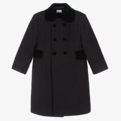 Navy Blue Classic Wool Coat